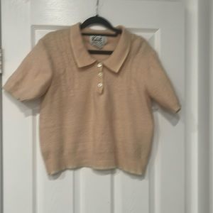 2/$50 Russ Knit Connection Vintage Light Pink Angora Preppy Blend Sweater. Sz M